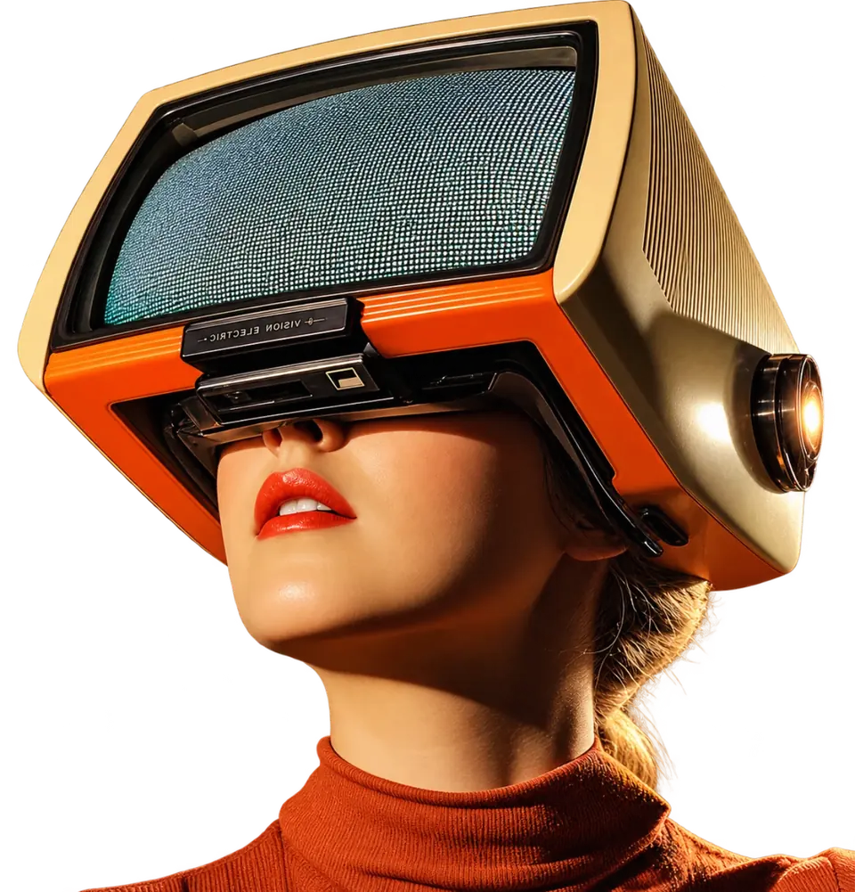 Pessoa usando um visor retrô-futurista